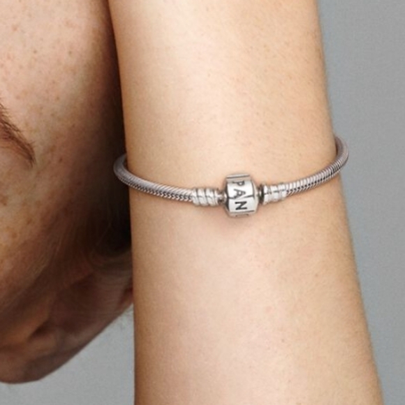 EUC Pandora Sterling Silver Bracelet W/White Bag and Pink Box Set - Picture 2 of 10